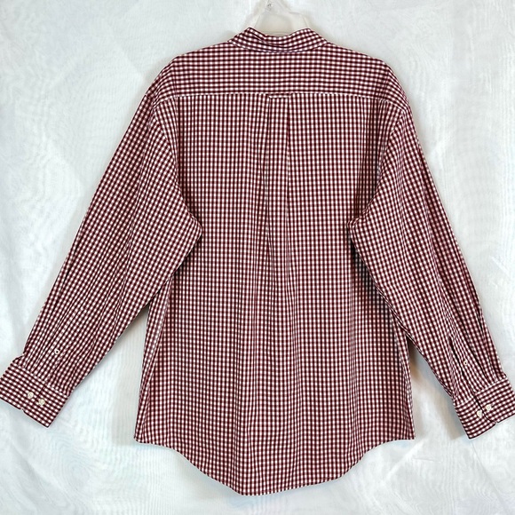 Men’s Red and White Gingham Long Sleeve Izod Button Front Shirt / Large - Picture 7 of 12